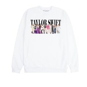 NWT Taylor Swift TTPD Eras‎ White Crewneck Sweatshirt Cotton Graphic Top XS